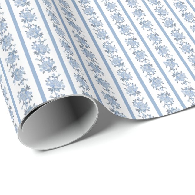 Chintz (Pale Blue) Wrapping Paper Presentpapper (Rullad Hörn)