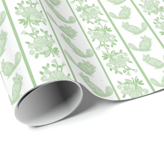 Chintzy Chinchilla Wrapping Paper (Green)  Presentpapper (Rullad Hörn)