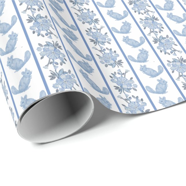 Chintzy Chinchilla Wrapping Papper (Slate Blue) Presentpapper (Rullad Hörn)