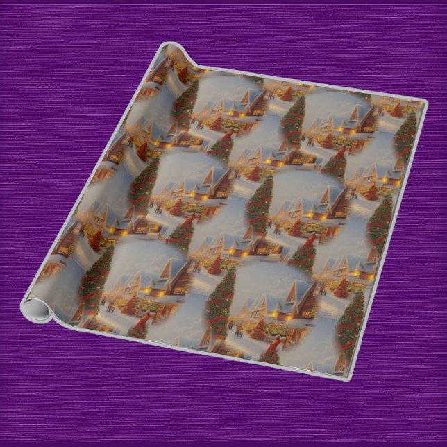 Chintzy Village Julgran Snö Globe Mönster Presentpapper (Skapare uppladdad)