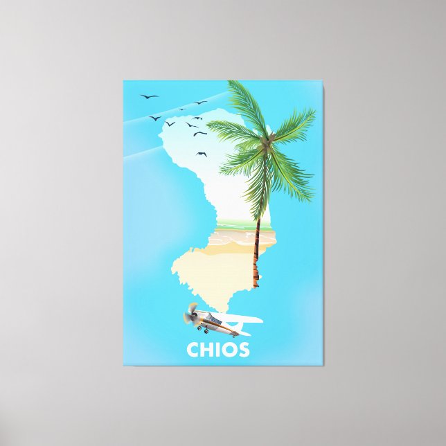 Chios Grekland illustrerade karta. Canvastryck (Framsida)