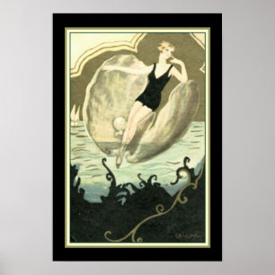 Chiostri Deco "Swimmer in a Clam Snäcka" 13x19 Poster