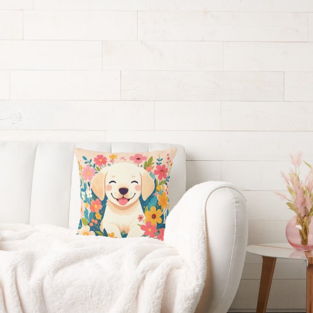 chiot labrador jaune au milieu des fleurs kudde (Soffa)