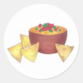 Chip Chili Con Queso Blanco Nachos Cheese Dip Runt Klistermärke