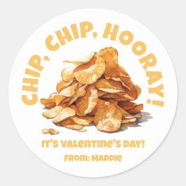Chip, Chip, Hooray! Potato Chip Valentindagen Runt Klistermärke
