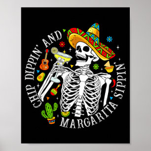 Chip dippande margarita sippande rolig skelett cin poster