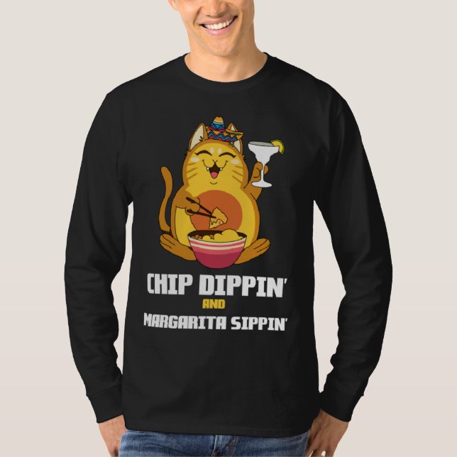 Chip Dippin Margarita Sippin Cat Alcohol Cocktail  T Shirt (Framsida)