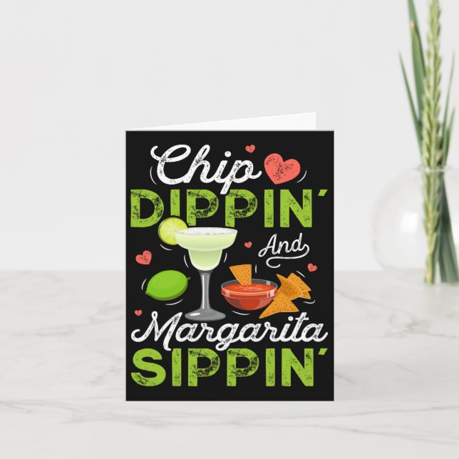 Chip Dippin' och Margarita Sippin' Funny Cinco de Kort (Framsida)