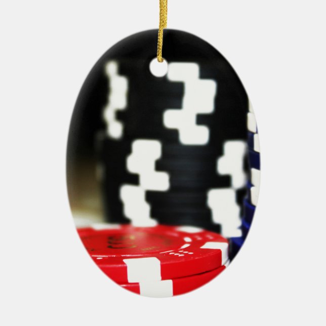 Chip Gambling Casino Win Game Tur Risk Bet Julgransprydnad Keramik (Framsidan)