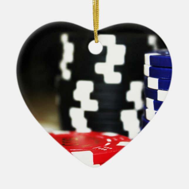 Chip Gambling Casino Win Game Tur Risk Bet Julgransprydnad Keramik (Framsidan)