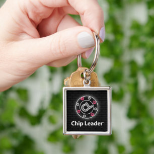 Chip Leader logotyp Fyrkantig Silverfärgad Nyckelring