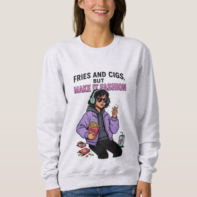 Chip och Cigs, men Stil fortfarande eld T Shirt (Framsida)