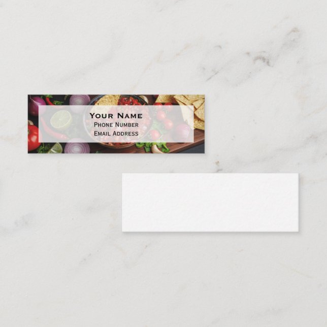 Chip och Homemade Salsa Mini Visitkort (Fram/baksida)