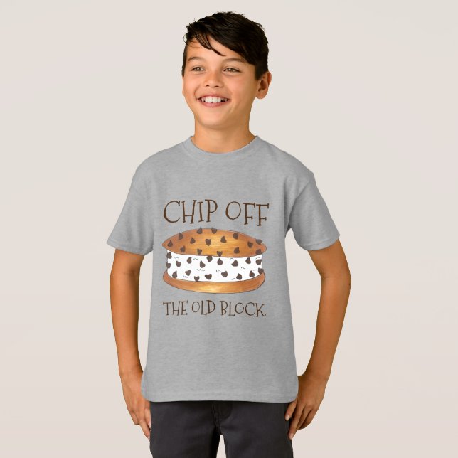 Chip utanför Gammal blockchipwich Ice Cream Sandwi T Shirt (Hel framsida)
