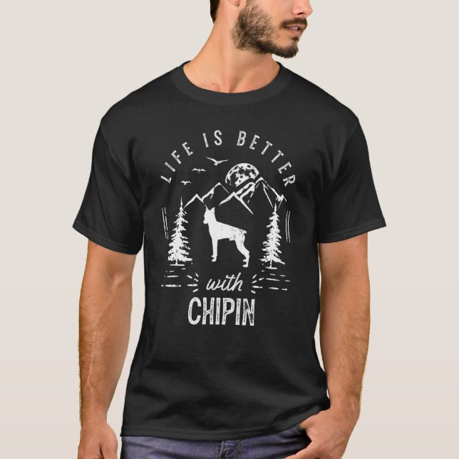 Chipin Life Better Mamma Pappa Hund T Shirt (Framsida)