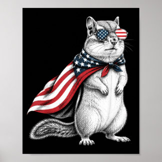 Chipmunk 4 juli USA:s flagga patriotisk Poster