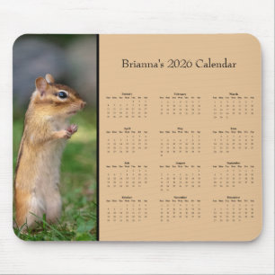 Chipmunk - Anpassningsbar heldags kalender för 202 Musmatta