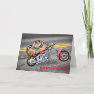 Chipmunk Biker Riding a Motorcle Kort