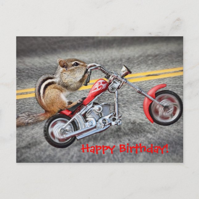 Chipmunk Biker Riding a Motorcle Vykort (Framsida)