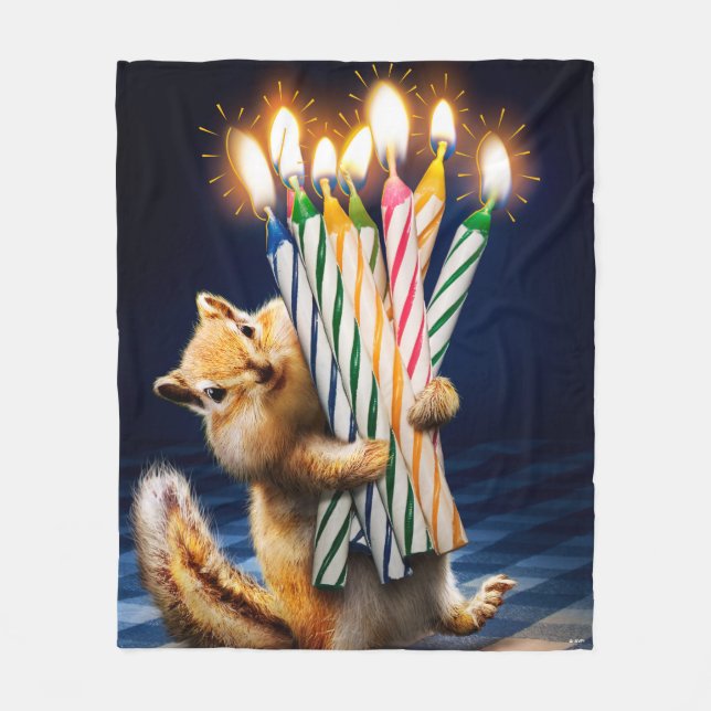 Chipmunk Birthday Candles Fleecefilt (Framsidan)