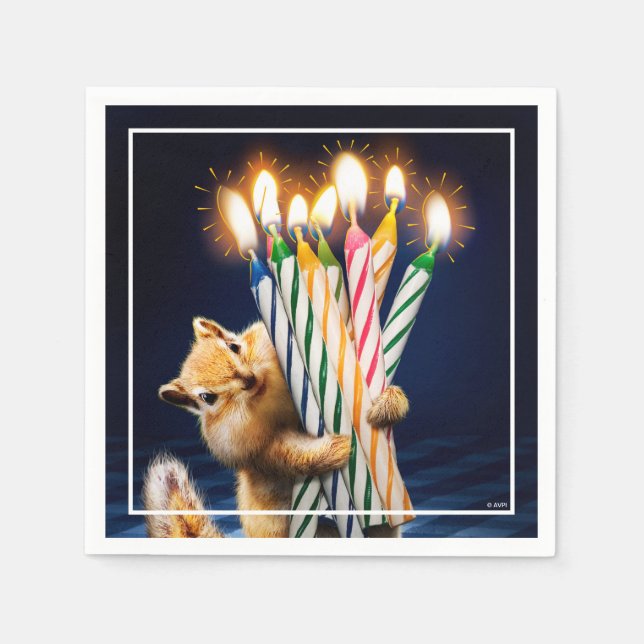 Chipmunk Birthday Candles Pappersservett (Framsidan)