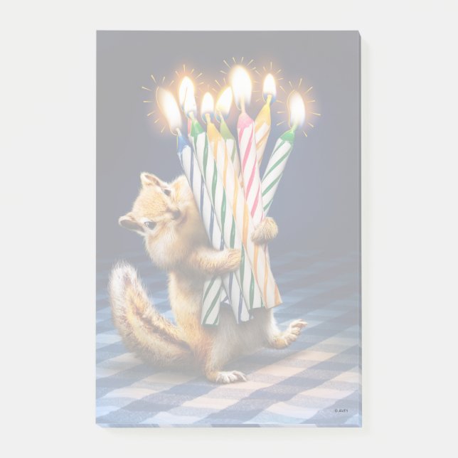 Chipmunk Birthday Candles Post-it Block (Framsida)