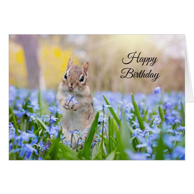 Chipmunk Birthday Card Hälsningskort (Framsidan Horizontal)