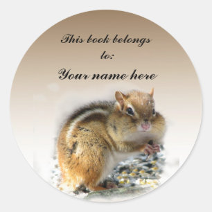 Chipmunk Bookplate Runt Klistermärke