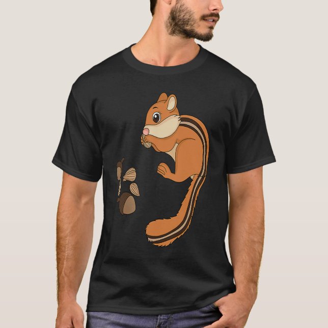 Chipmunk Eating Nuts  Nuts  For Kids T Shirt (Framsida)