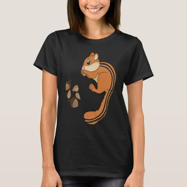 Chipmunk Eating Nuts  Nuts  For Kids T Shirt (Framsida)