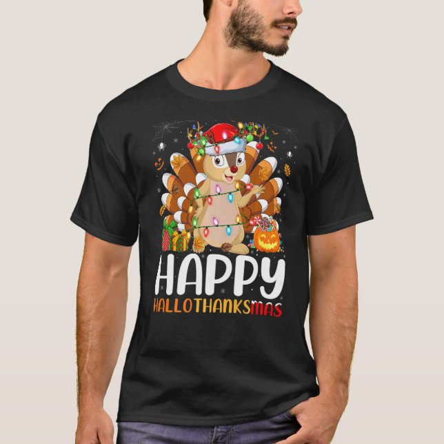Chipmunk Halloween jul Lycklig Hallothanksmas T Shirt (Framsida)