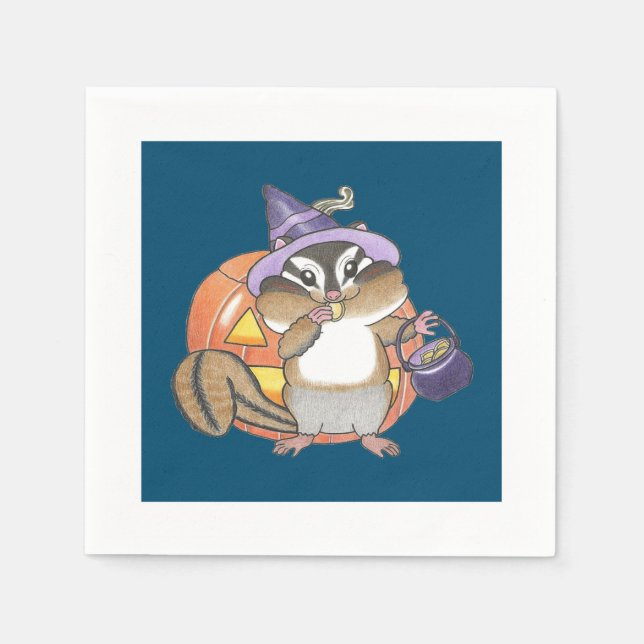Chipmunk Halloween Pappra Napkins Pappersservett (Framsidan)
