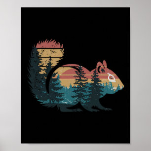 Chipmunk Hunting Hiking Outdoor Camping Forest Man Poster