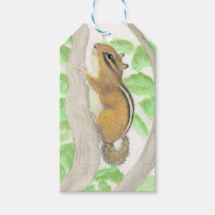 Chipmunk i Apple Träd Presentetikett