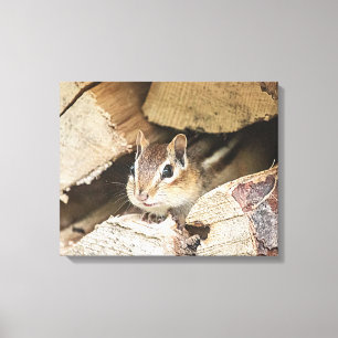 Chipmunk i en träpil canvastryck