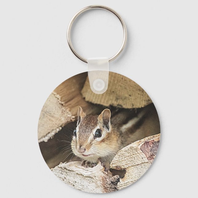 Chipmunk i en träpil nyckelring (Framsida)