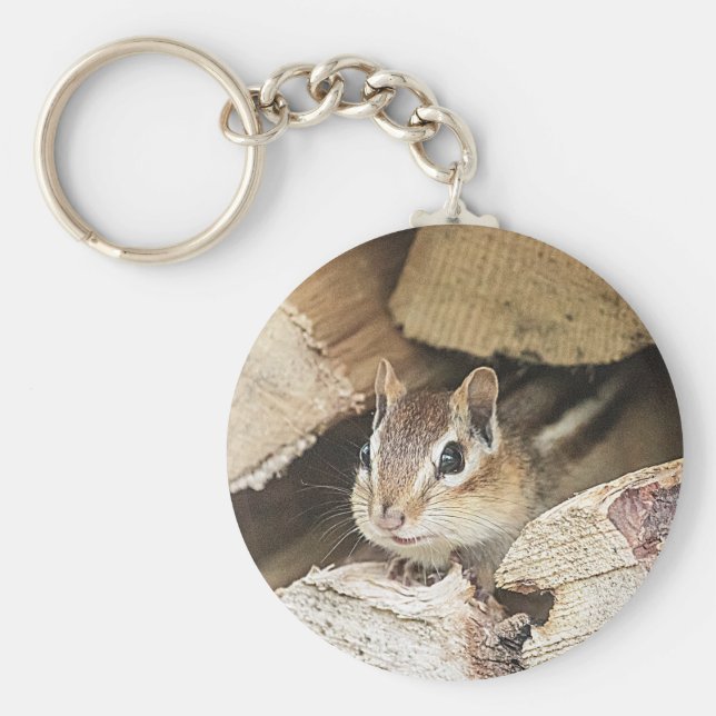 Chipmunk i en träpil nyckelring (Framsidan)