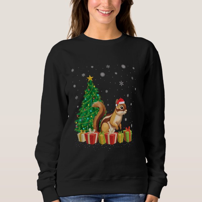 Chipmunk Julafton Träd Lighting Santa Hat Chipmunk T Shirt (Framsida)