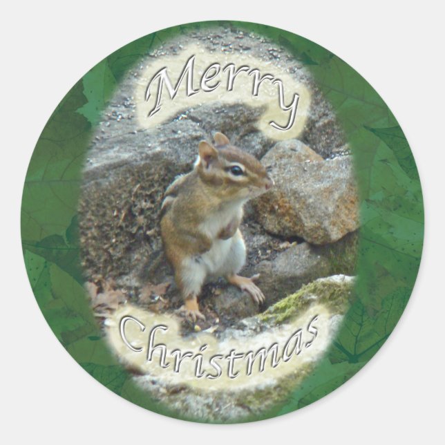 Chipmunk-julartiklar Runt Klistermärke (Framsida)
