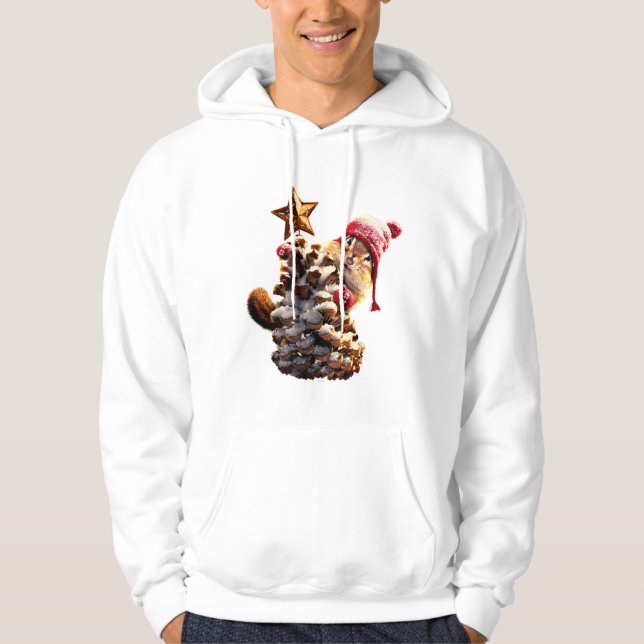 Chipmunk med Gräs Cone Träd Hoodie (Framsida)