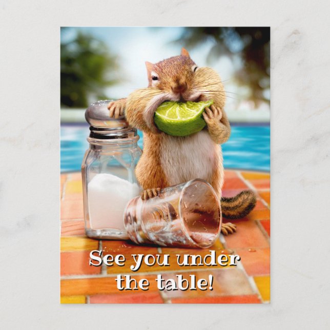 Chipmunk med kalk inbjudan vykort (Framsida)