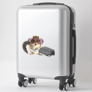 Chipmunk med solglasögon och incheckat bagage. klistermärken
