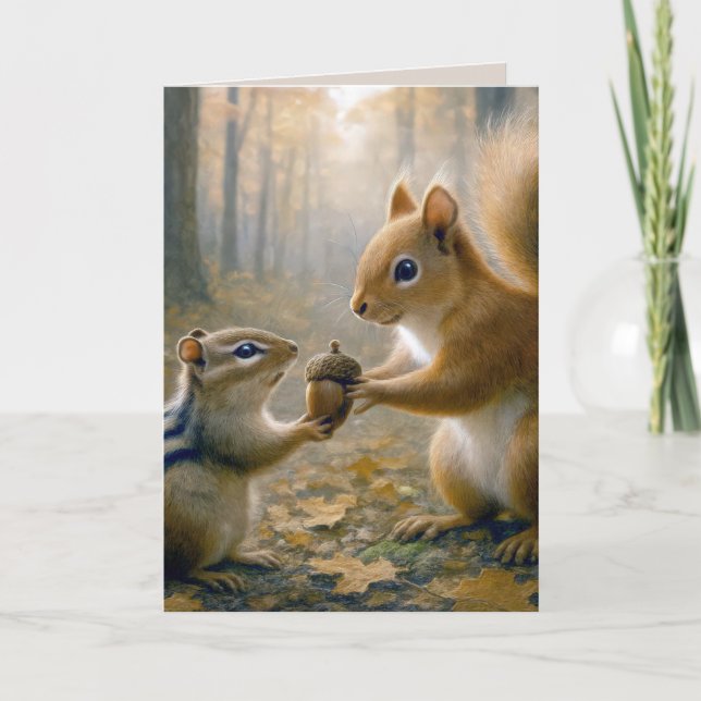 Chipmunk- och ekorrrel-Tack Kort (Framsida)
