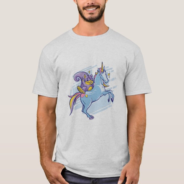 Chipmunk och Unicorn, Magiska vänner T Shirt (Framsida)