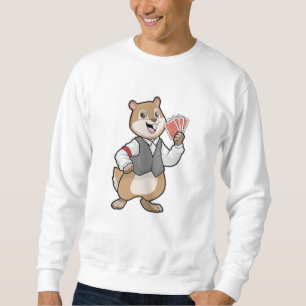 Chipmunk på Poker med Poker-kort Lång Ärmad Tröja