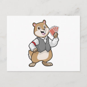 Chipmunk på Poker med Poker-kort Vykort