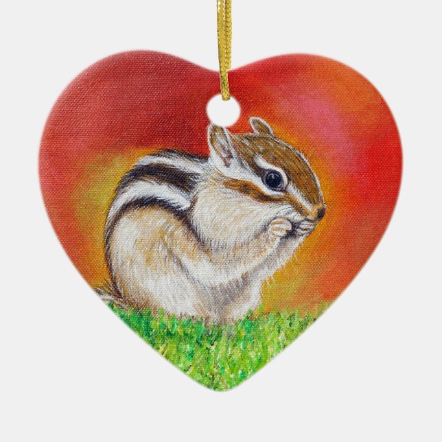 Chipmunk Painting Julgransprydnad Keramik (Framsidan)