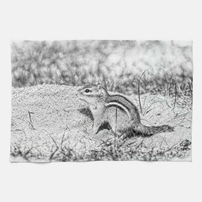 Chipmunk Sketch Kökshandduk (Horisontell)