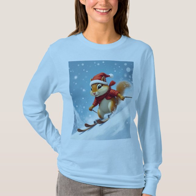 Chipmunk skiing t shirt (Framsida)
