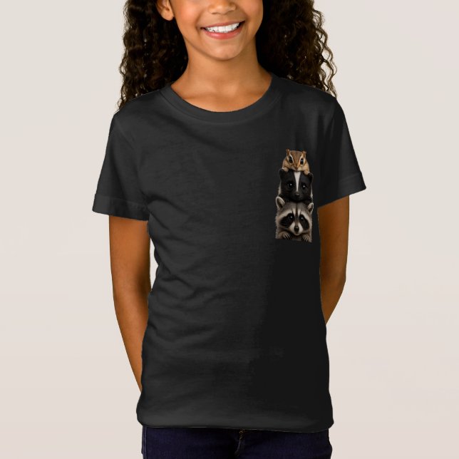 Chipmunk, Skunk & Raccoon Stack Design T Shirt (Framsida)